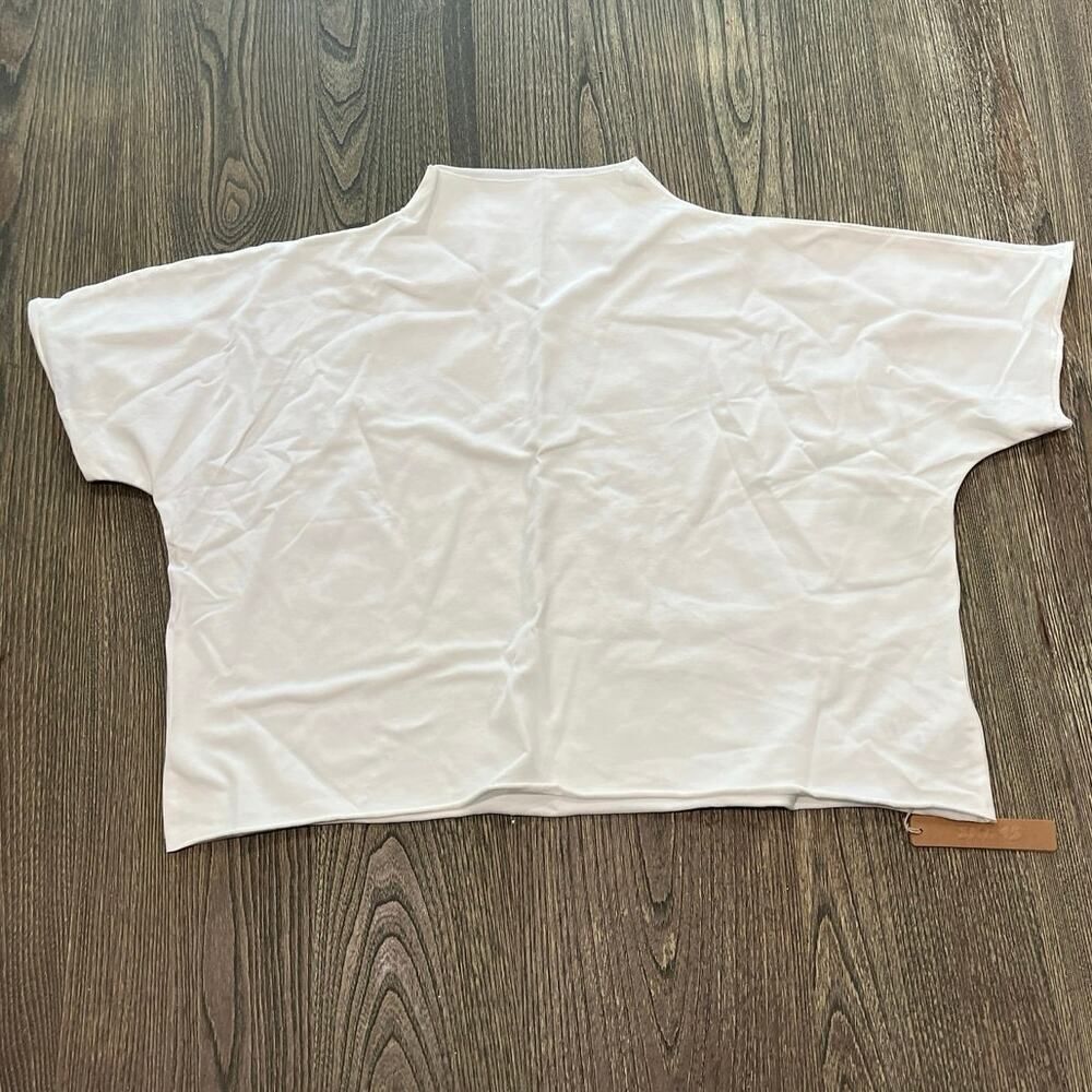 NWT Skims Raw Edge Super Cropped Tee Mock Neck Short Sleeve Stretch Marble 4X